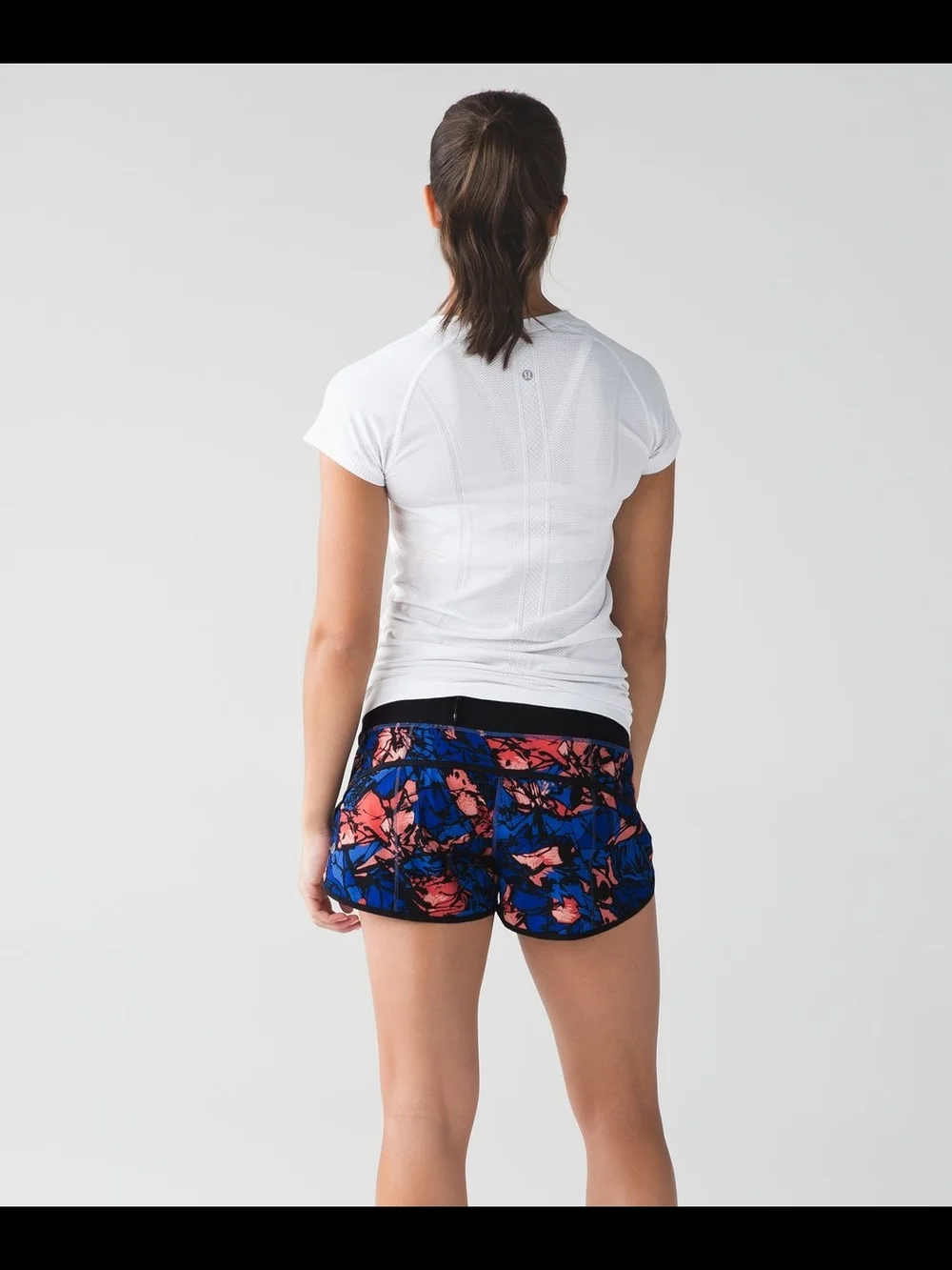 Lululemon Speed Short Blue & Coral Print Athletic Running Shorts